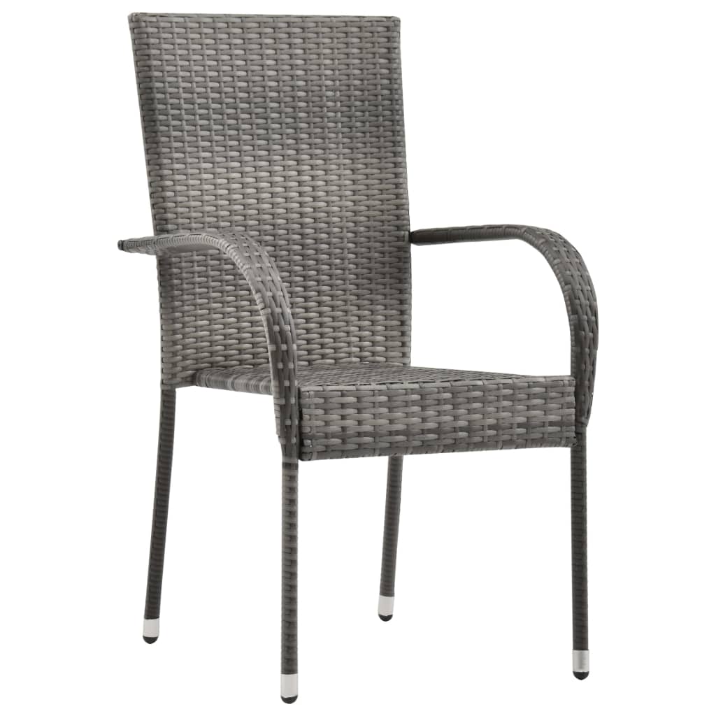 5-tlg. Garten-Essgruppe Grau Poly Rattan