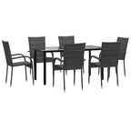 7-tlg. Garten-Essgruppe Grau Poly Rattan