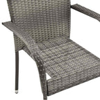 7-tlg. Garten-Essgruppe Grau Poly Rattan