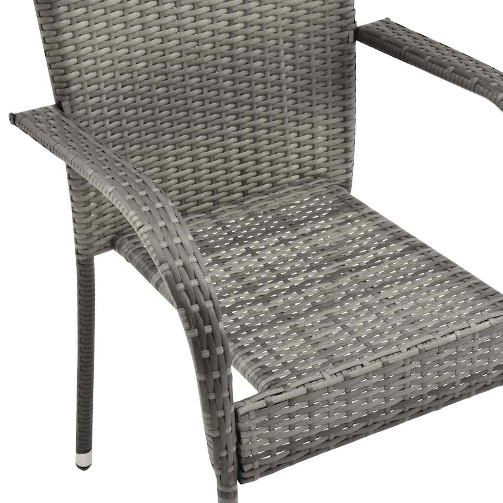 7-tlg. Garten-Essgruppe Grau Poly Rattan