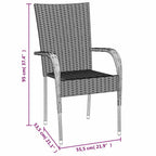 7-tlg. Garten-Essgruppe Grau Poly Rattan