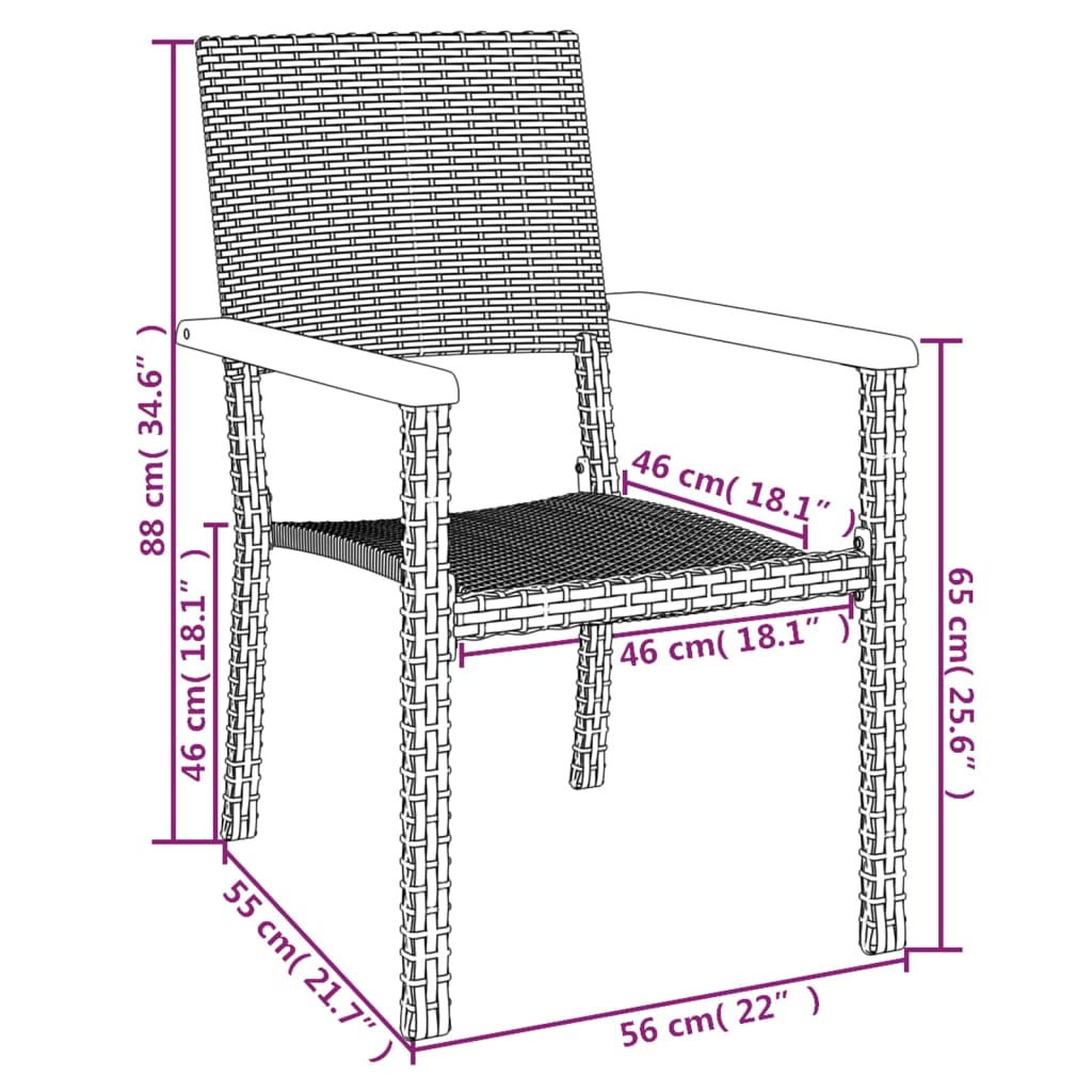 5-tlg. Garten-Essgruppe Schwarz Poly Rattan