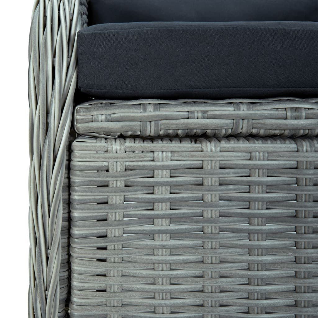7-tlg. Garten-Essgruppe Hellgrau Poly Rattan