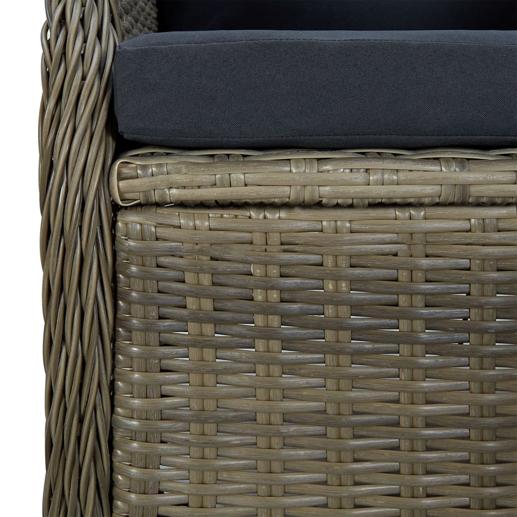 7-tlg. Garten-Essgruppe Braun Poly Rattan