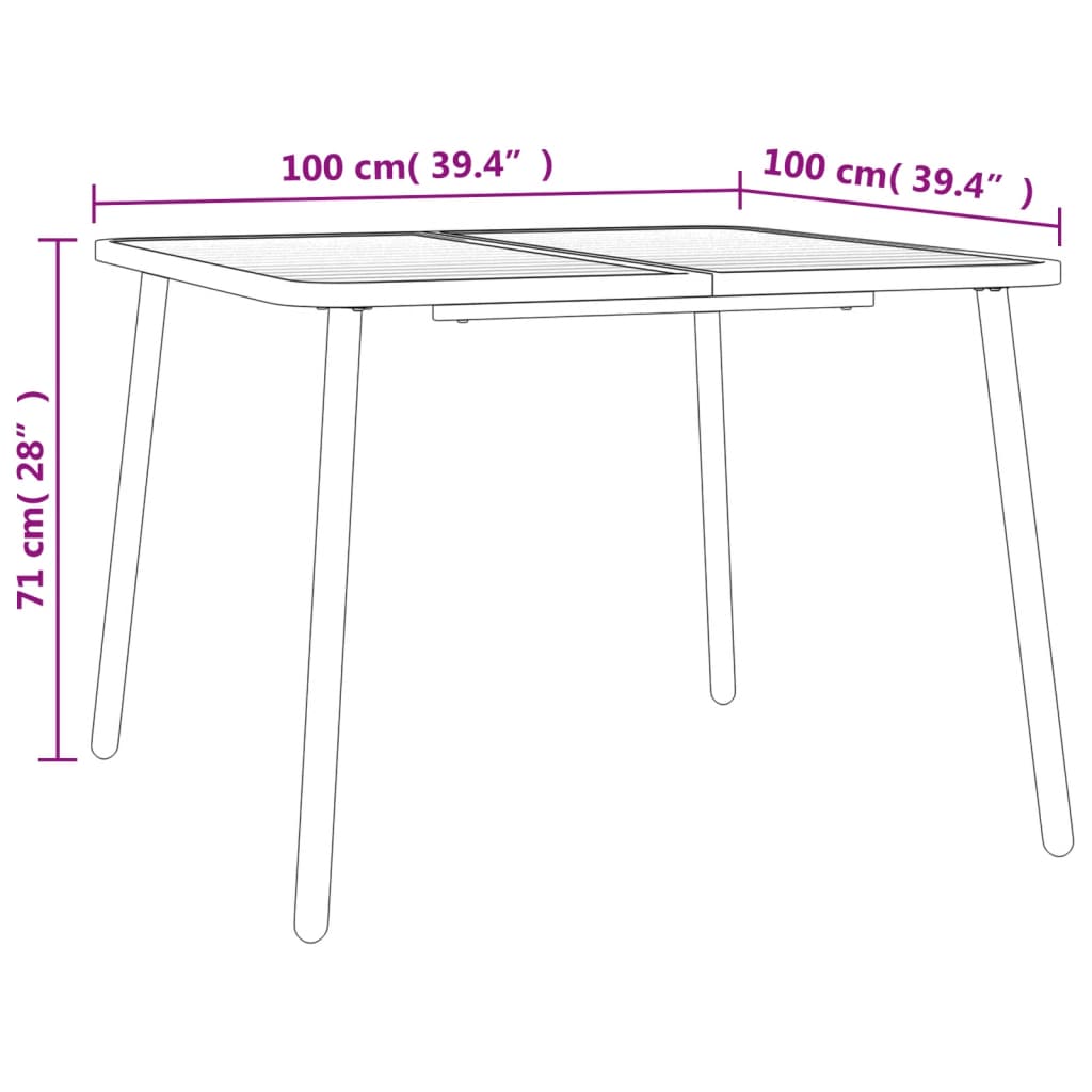 Gartentisch Anthrazit 100x100x71 cm Stahl
