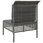 Garten-Mittelsofa mit Kissen Grau Poly Rattan