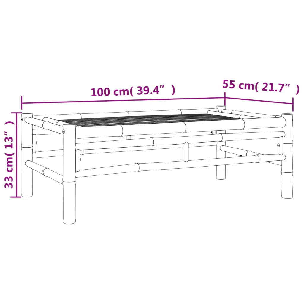 4-tlg. Garten-Lounge-Set mit Cremeweißen Kissen Bambus