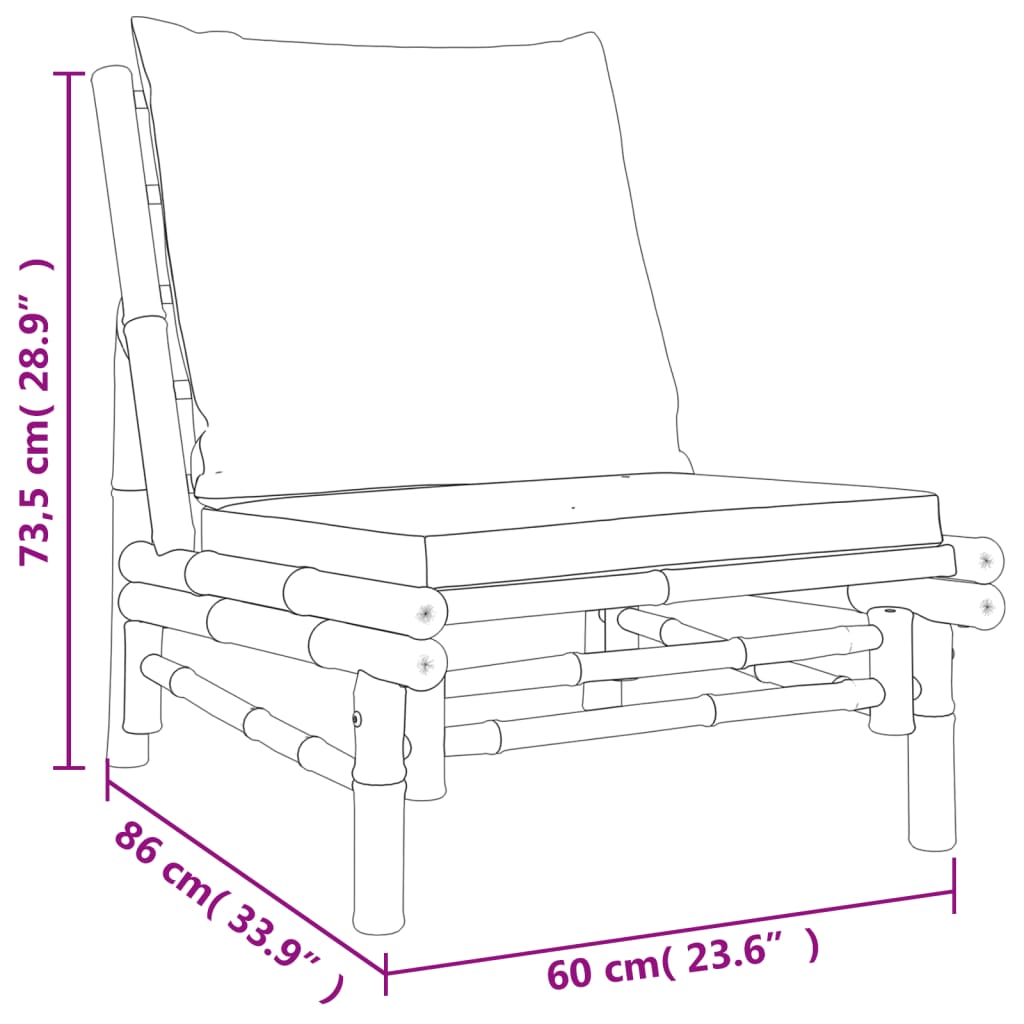5-tlg. Garten-Lounge-Set mit Dunkelgrauen Kissen Bambus