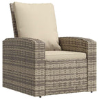 Gartensessel Verstellbar mit Kissen Hellbraun Poly Rattan