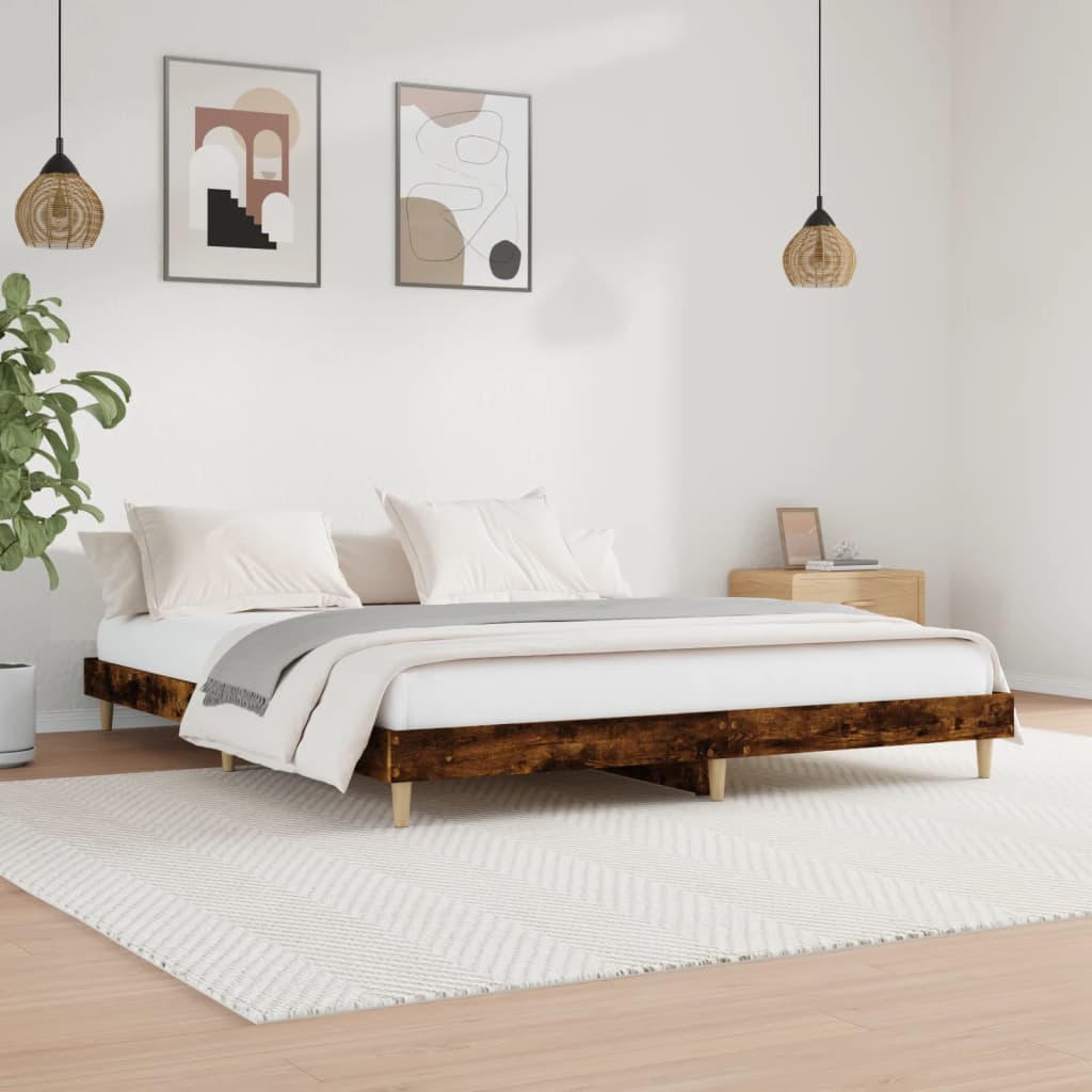 Bettgestell ohne Matratze Räuchereiche 200x200 cm Holzwerkstoff
