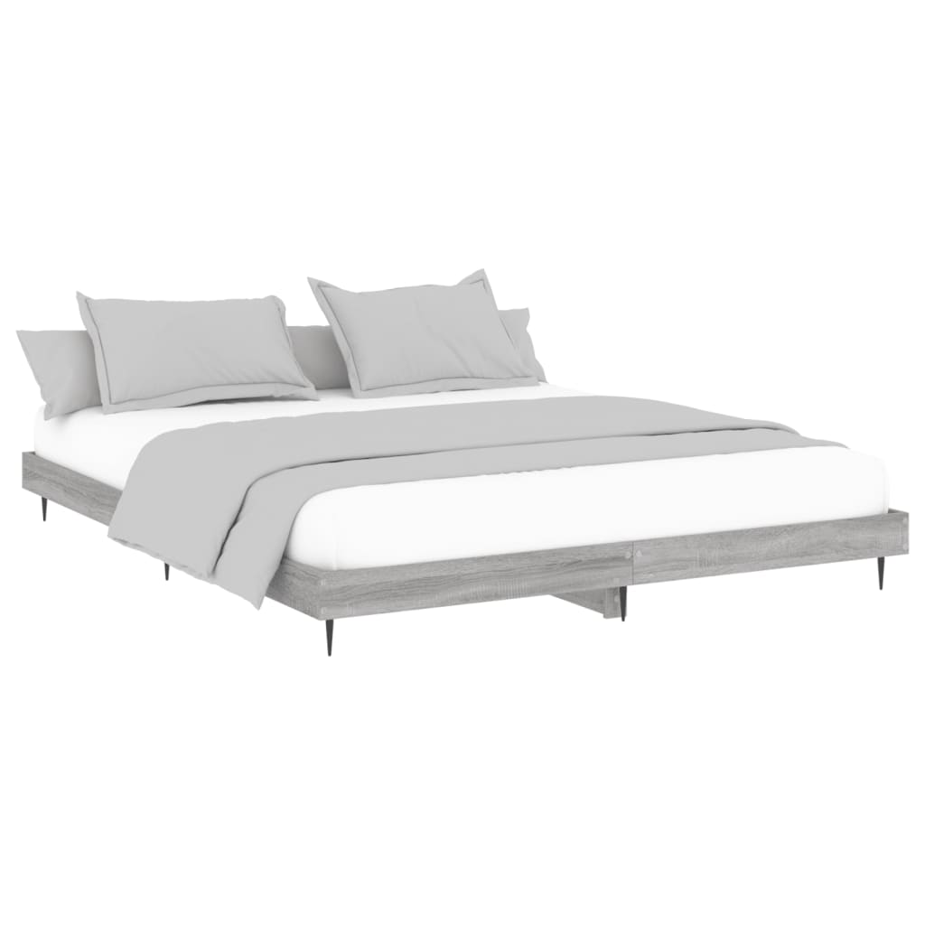 Bettgestell ohne Matratze Grau Sonoma 160x200 cm Holzwerkstoff