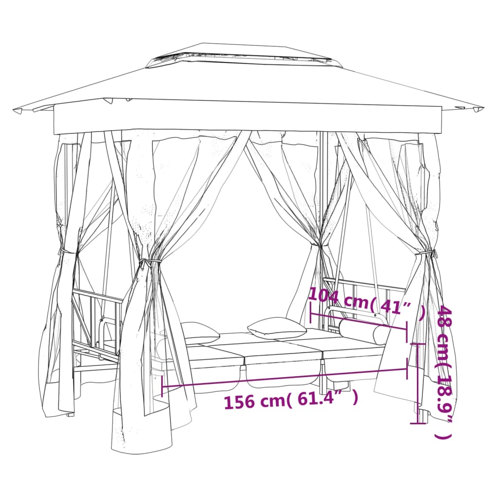 Gartenpavillon mit Hollywoodschaukel Grün Stoff & Stahl