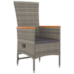3-tlg. Garten-Essgruppe mit Kissen Grau Poly Rattan