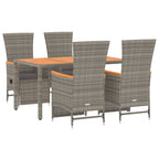 5-tlg. Garten-Essgruppe mit Kissen Grau Poly Rattan