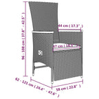 7-tlg. Garten-Essgruppe mit Kissen Grau Poly Rattan