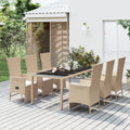 7-tlg. Garten-Essgruppe mit Kissen Beige Poly Rattan