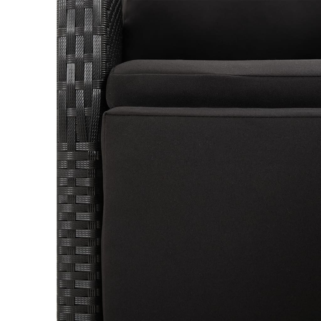 7-tlg. Garten-Essgruppe mit Kissen Schwarz Poly Rattan
