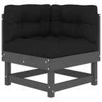 Ecksofas mit Kissen 2 Stk. Grau Massivholz Kiefer