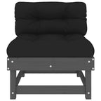 Mittelsofas mit Kissen 2 Stk. Grau Massivholz Kiefer