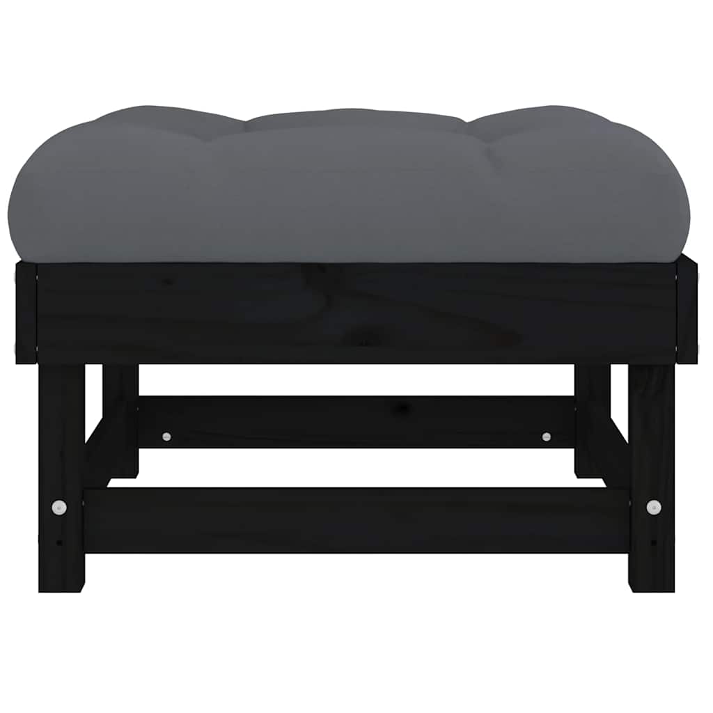 Gartenhocker mit Kissen 2 Stk. Schwarz Massivholz Kiefer