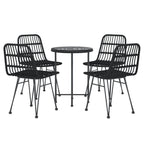 5-tlg. Garten-Essgruppe Schwarz Poly Rattan