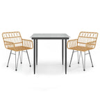 3-tlg. Garten-Essgruppe Poly Rattan