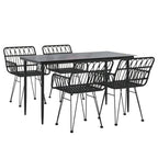 5-tlg. Garten-Essgruppe Schwarz Poly Rattan