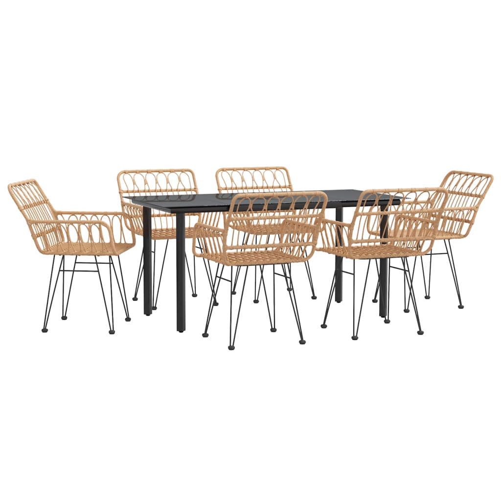 7-tlg. Garten-Essgruppe Poly Rattan