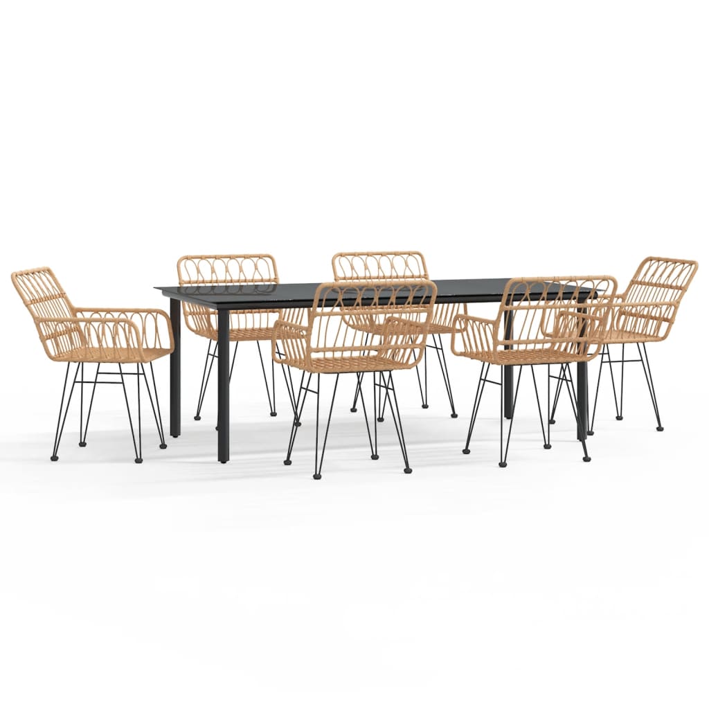 7-tlg. Garten-Essgruppe Poly Rattan