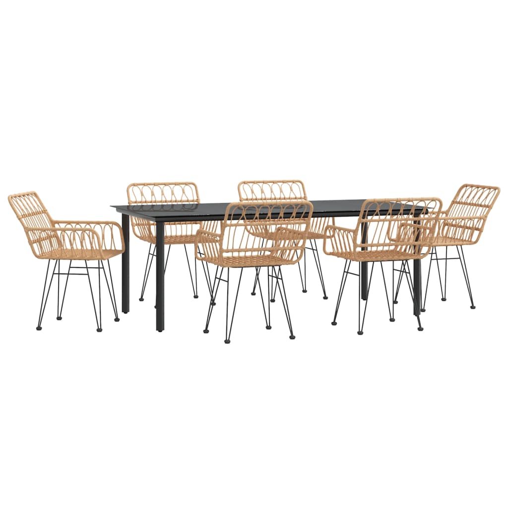 7-tlg. Garten-Essgruppe Poly Rattan