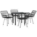 5-tlg. Garten-Essgruppe Schwarz Poly Rattan