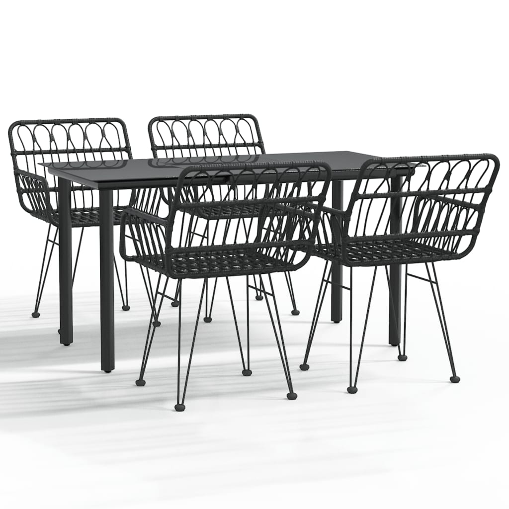 5-tlg. Garten-Essgruppe Schwarz Poly Rattan