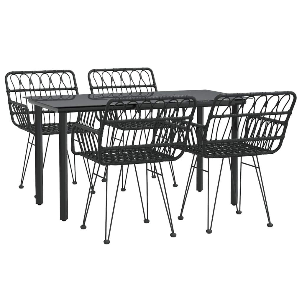 5-tlg. Garten-Essgruppe Schwarz Poly Rattan