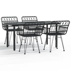 5-tlg. Garten-Essgruppe Schwarz Poly Rattan