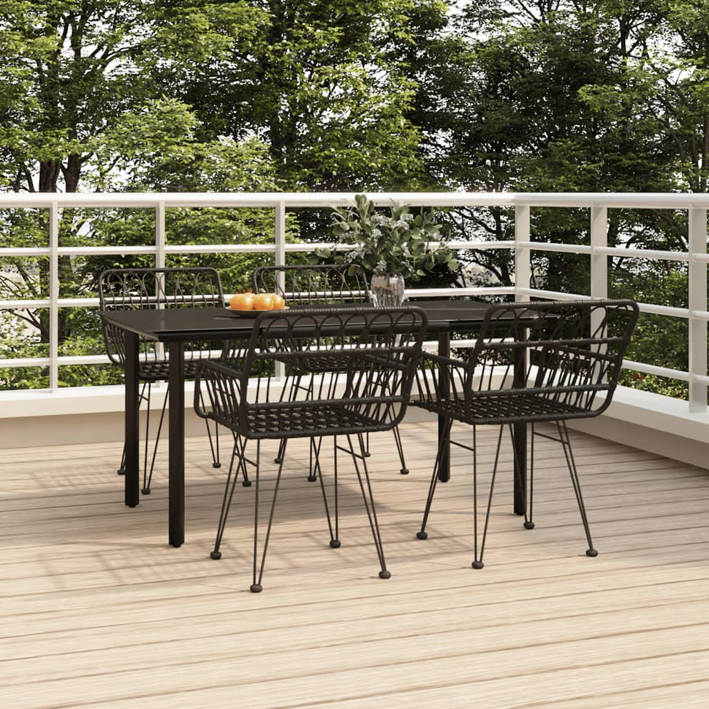 5-tlg. Garten-Essgruppe Schwarz Poly Rattan