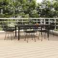 7-tlg. Garten-Essgruppe Schwarz Poly Rattan