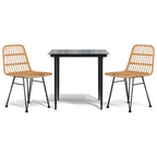 3-tlg. Garten-Essgruppe Poly Rattan