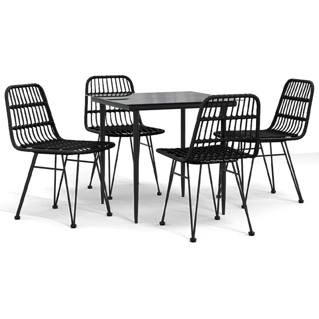 5-tlg. Garten-Essgruppe Schwarz Poly Rattan