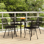 5-tlg. Garten-Essgruppe Schwarz Poly Rattan
