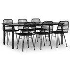 7-tlg. Garten-Essgruppe Schwarz Poly Rattan