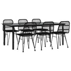 7-tlg. Garten-Essgruppe Schwarz Poly Rattan