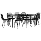 9-tlg. Garten-Essgruppe Schwarz Poly Rattan