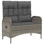 4-tlg. Garten-Essgruppe mit Kissen Grau Poly Rattan