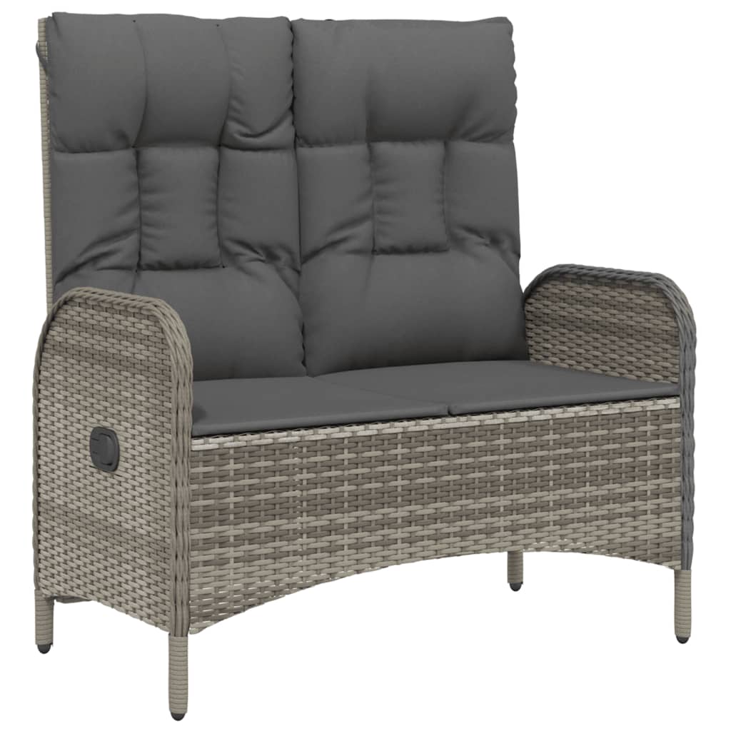 4-tlg. Garten-Essgruppe mit Kissen Grau Poly Rattan
