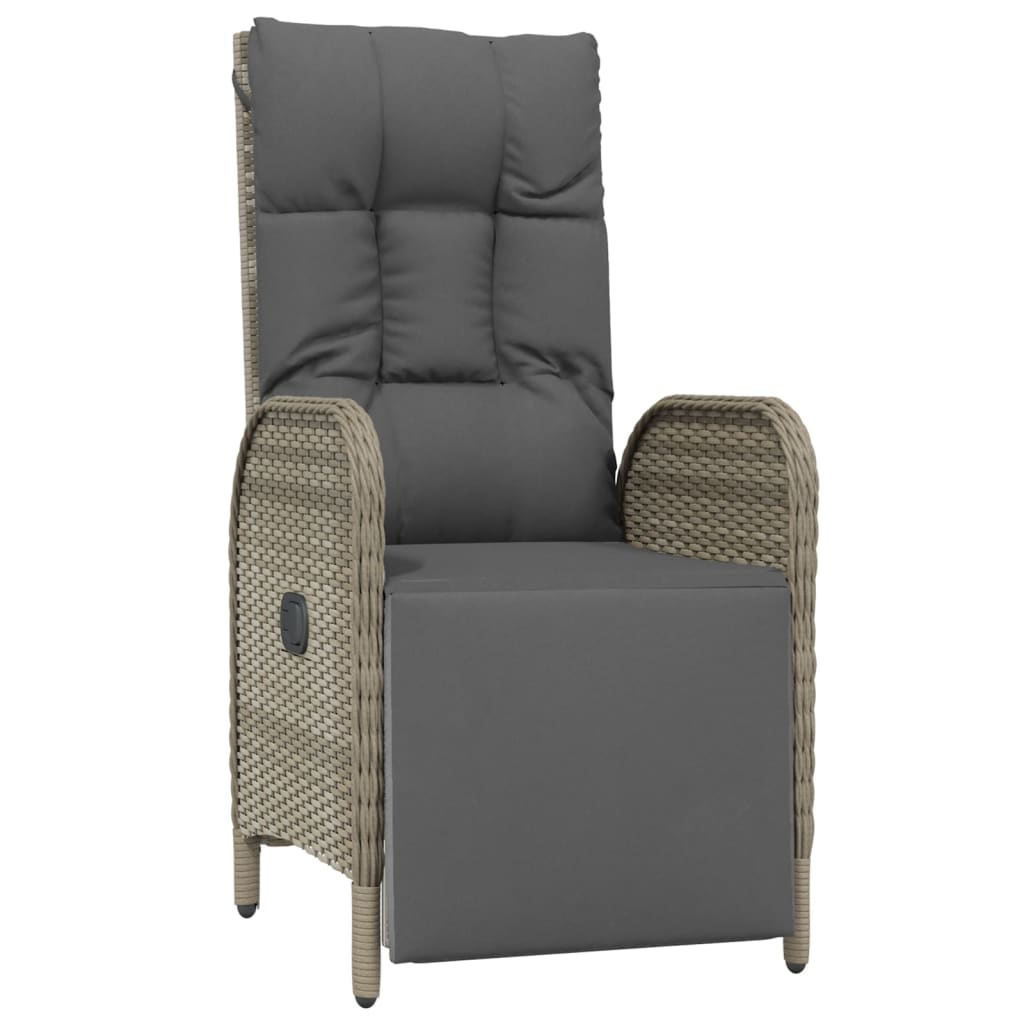 4-tlg. Garten-Essgruppe mit Kissen Grau Poly Rattan