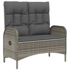 4-tlg. Garten-Essgruppe mit Kissen Grau Poly Rattan