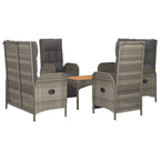 5-tlg. Garten-Essgruppe mit Kissen Grau Poly Rattan