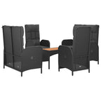 5-tlg. Garten-Essgruppe mit Kissen Schwarz Poly Rattan