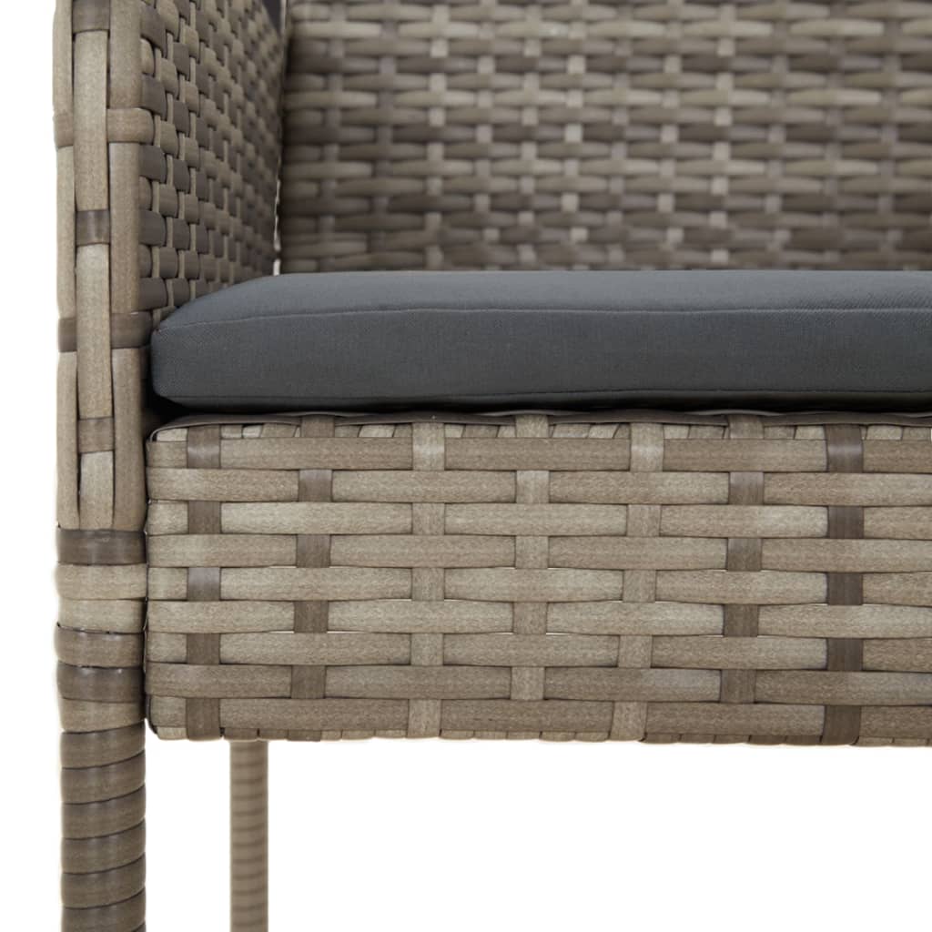 5-tlg. Garten-Essgruppe mit Kissen Schwarz und Grau Poly Rattan