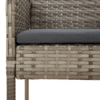 9-tlg. Garten-Essgruppe mit Kissen Schwarz und Grau Poly Rattan